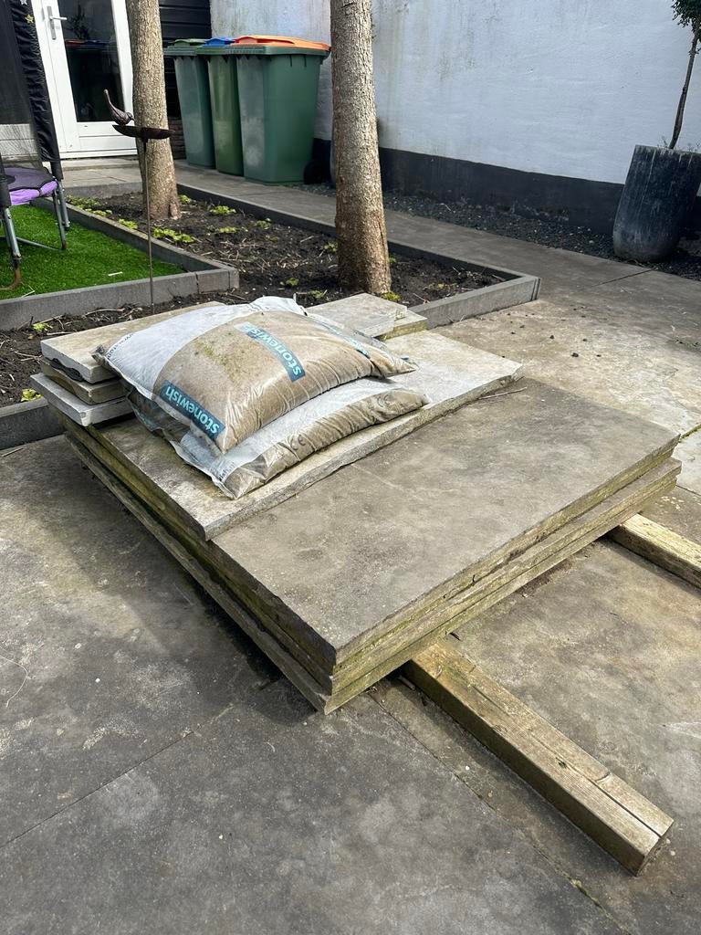 Chinees hardsteen terrastegels 100x100x33, Ophalen, Gebruikt, Terrastegels, Natuursteen