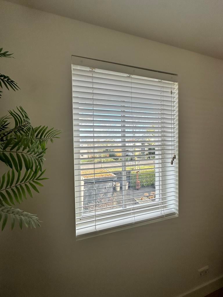 Witte houten Luxaflex, Ophalen of Verzenden, Gebruikt, Wit, 100 tot 150 cm