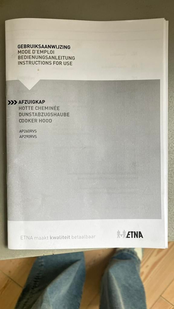 Afzuigkap Etna AP290RVS, Ophalen, Zo goed als nieuw, 200 tot 400 m³ per uur, Wandschouwkap