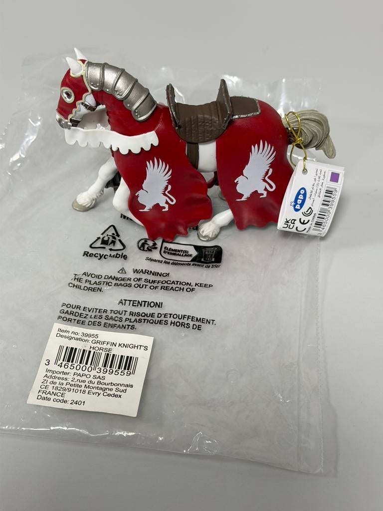 Papo Griffin Knight knight’s Horse 39955 Ridder Paard 13 cm, Nieuw, Ophalen of Verzenden, H, H