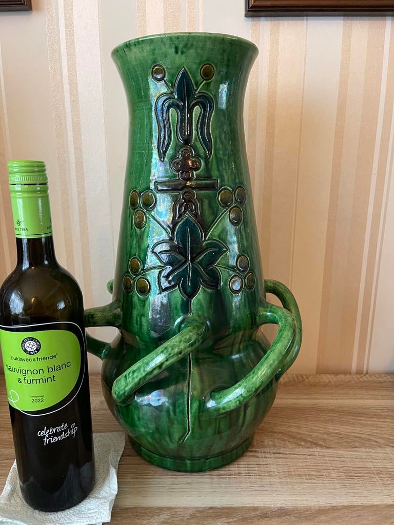 Grote art nouveau vaas in Vlaams aardewerk, Antiek en Kunst, Antiek | Keramiek en Aardewerk, Ophalen