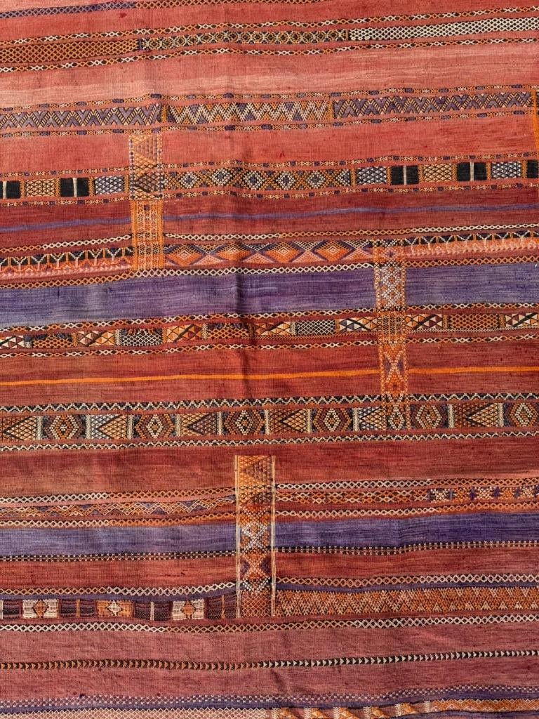 Zijd Marokkaanse Kilim ( Morocco silk Gilim ) 140 x 115 cm, Wol, Ophalen of Verzenden, Zo goed als nieuw, NA