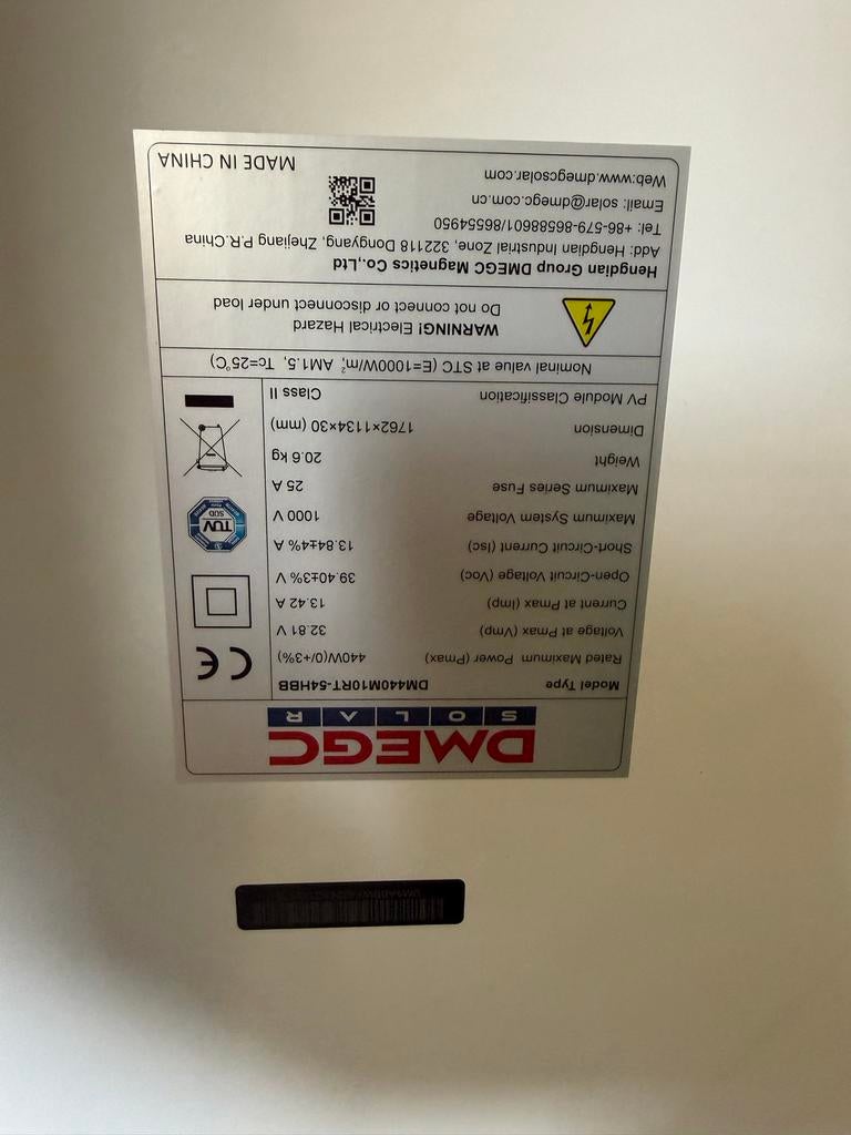 DMEGC 440Wp Full Black Zonnepanelen (2 stuks), Doe-het-zelf en Verbouw, Ophalen, Nieuw, Paneel, 200 wattpiek of meer