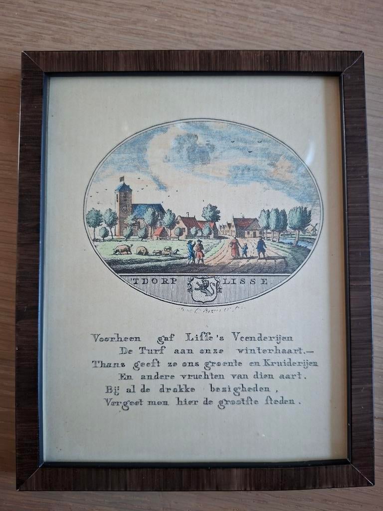 Ovale kopergravure Lisse, 18e eeuw, Antiek en Kunst, Ophalen of Verzenden