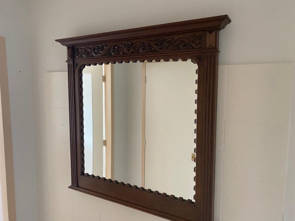 Houten spiegel, Antiek en Kunst, Ophalen, Rechthoekig, 100 tot 150 cm, Minder dan 100 cm