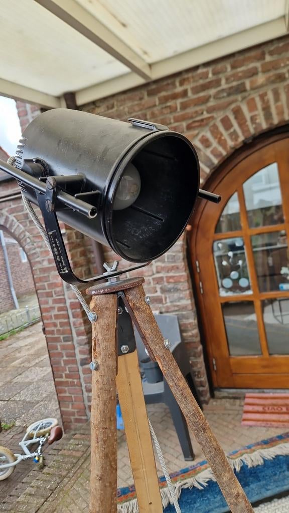 Vloerlamp met houten statief, Ophalen of Verzenden