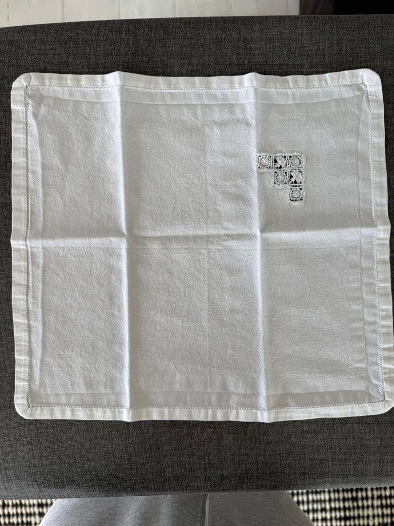 Katoenen handgemaakte servetten 4x, Ophalen of Verzenden, Gebruikt, Wit, Overige typen