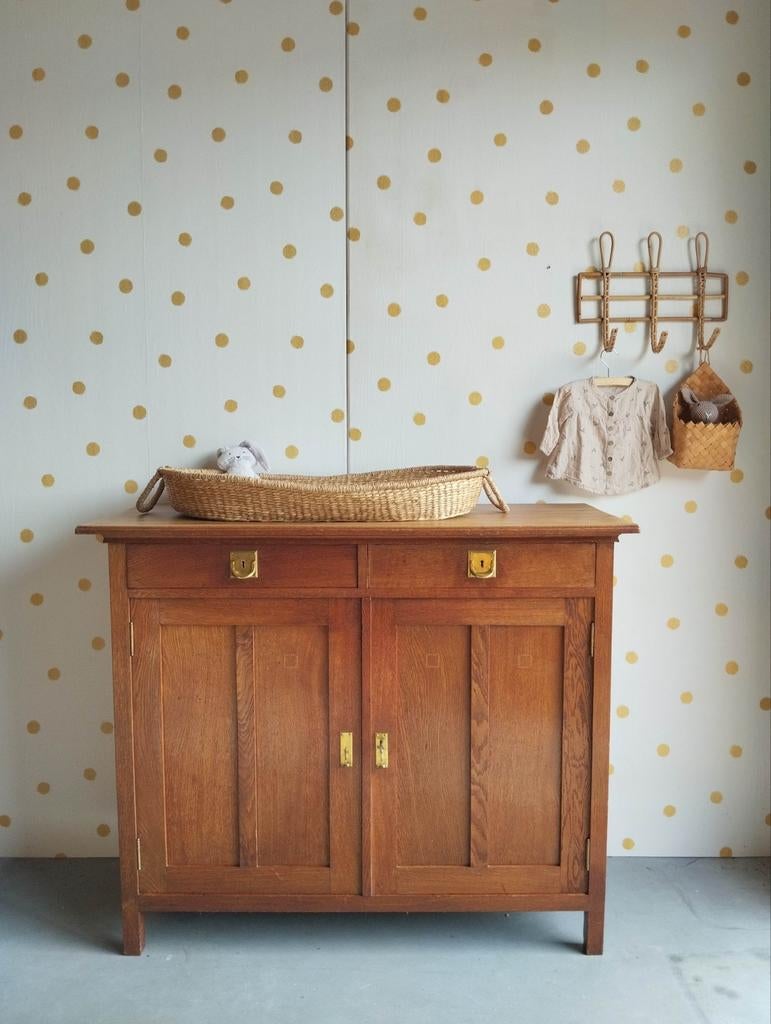 Vintage commode / massief eikenhout / bezorgen mogelijk, 50 tot 70 cm, Ophalen of Verzenden, 90 tot 105 cm, 100 cm of meer
