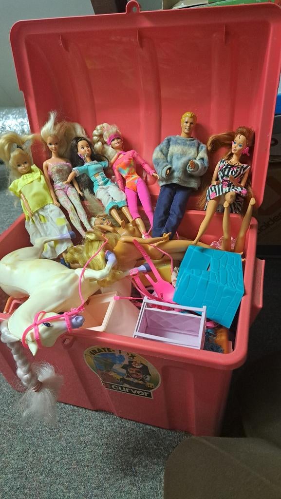 Grote doos vol Barbies en Barbie spullen, Ophalen of Verzenden, Gebruikt, Barbie
