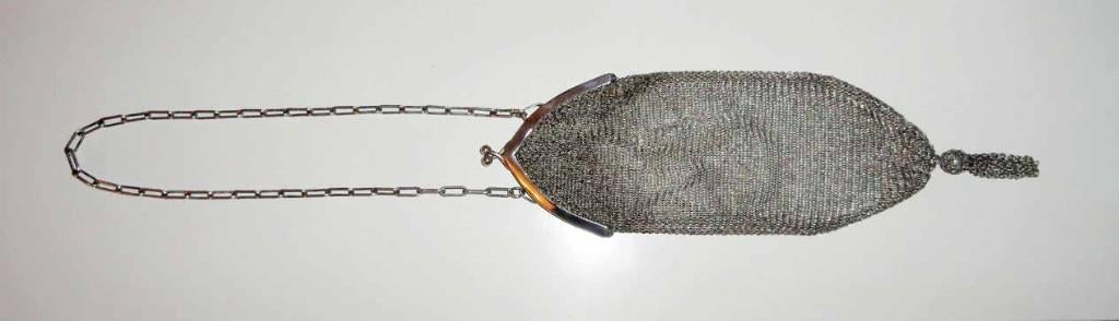 Beugeltas zilver malienkolder beurs tasje, Antiek en Kunst, Verzenden, Zilver