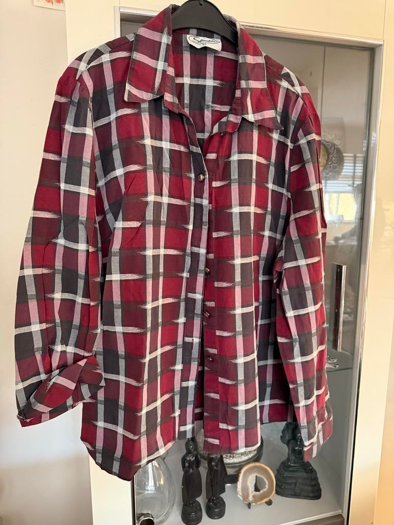 Sensia geruit overhemd maat 52, Kleding | Dames, Ophalen of Verzenden, Zo goed als nieuw, Rood, Blouse of Tuniek