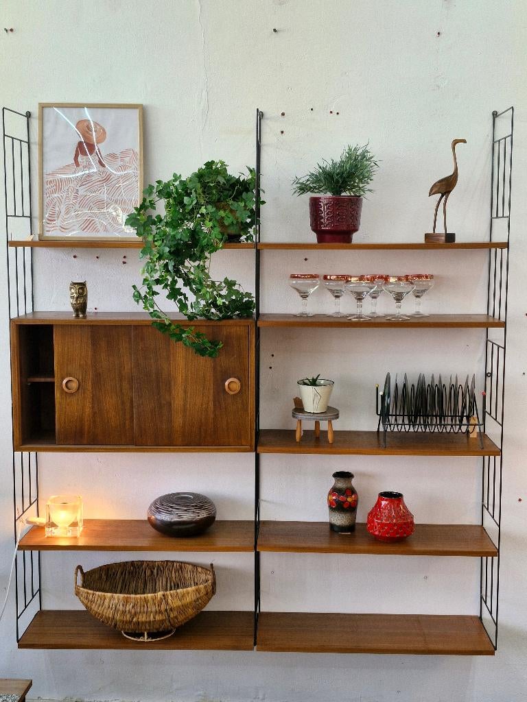Vintage wandsysteem  teak jaren 70, Huis en Inrichting, Kasten | Wandmeubels, Ophalen, Gebruikt, ., Minder dan 100 cm