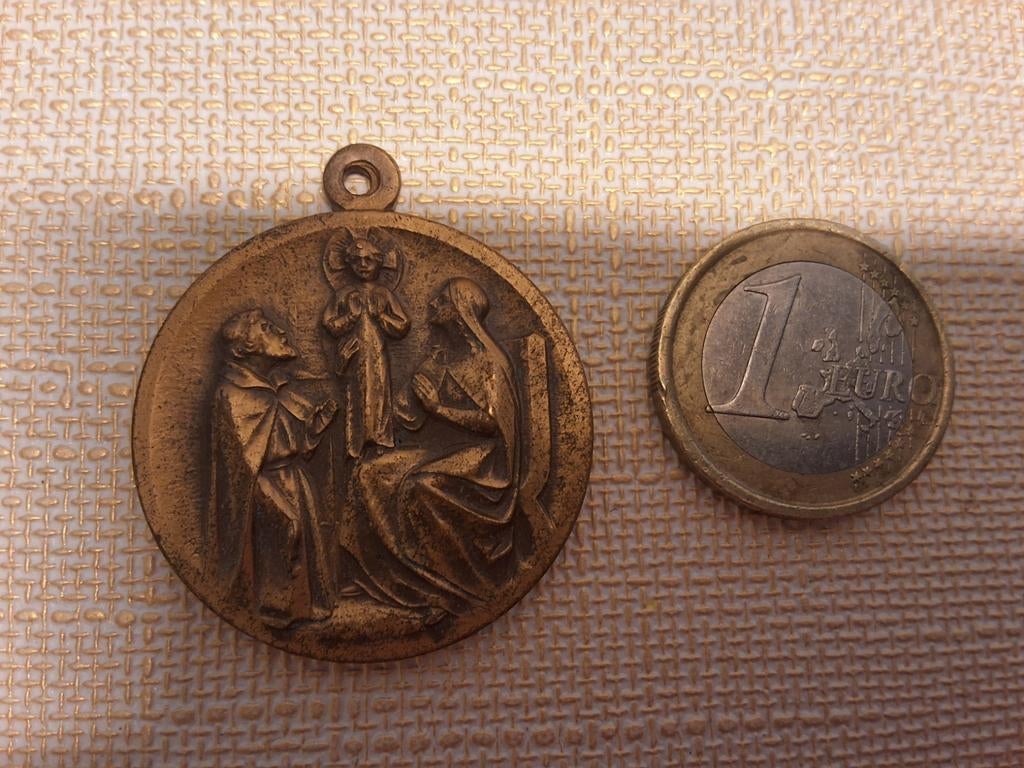 Vintage Koperen Medaille Heilige Familie Aartsbroederschap, Ophalen of Verzenden