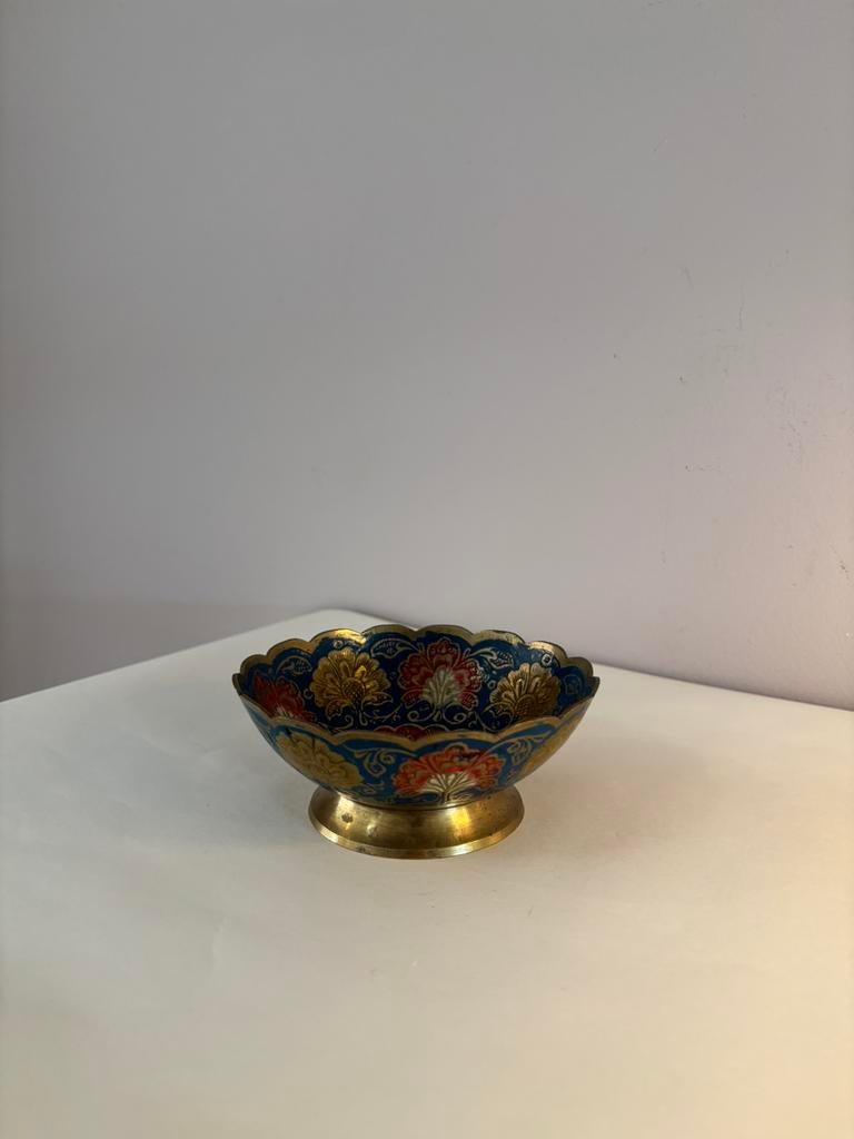 Vintage Indiaas cloisonné schaaltje pauw, Antiek en Kunst, Antiek | Koper en Brons, Verzenden, Koper