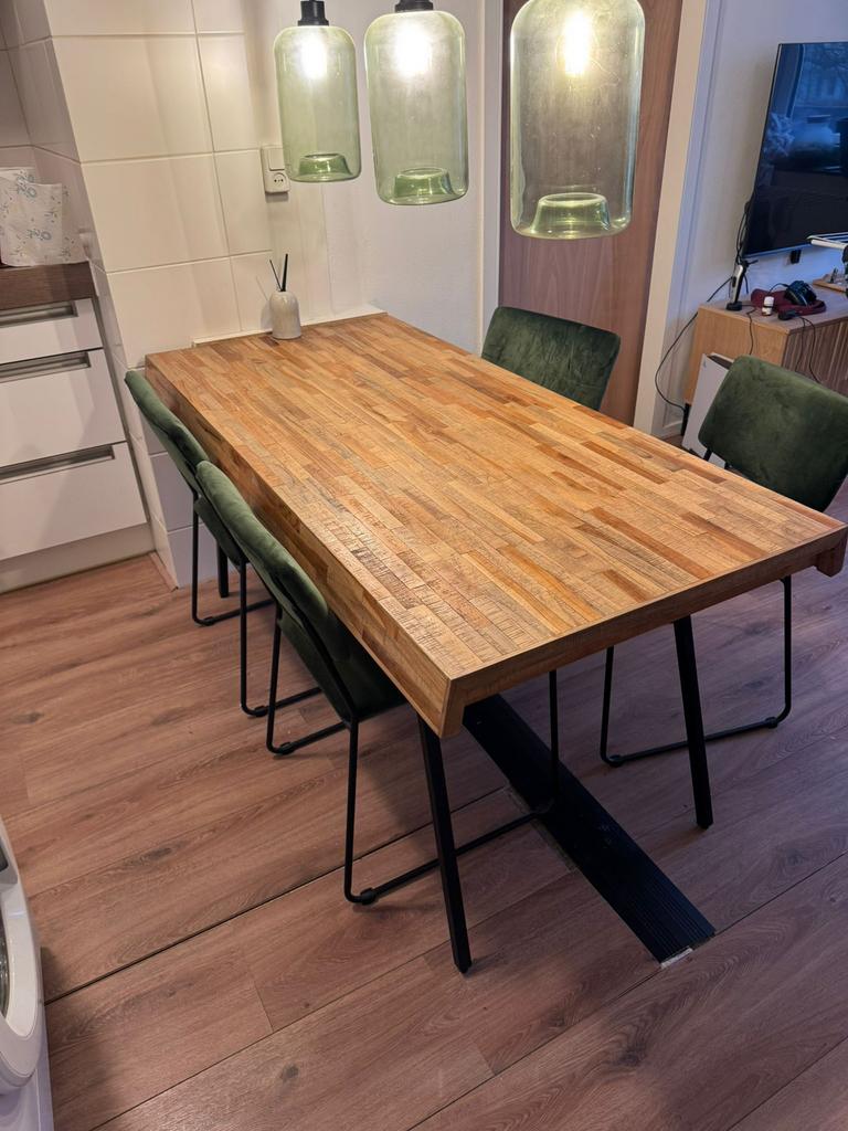 Eettafel en stoelen ZGAN, Ophalen, 200 cm of meer, 50 tot 100 cm, Zo goed als nieuw
