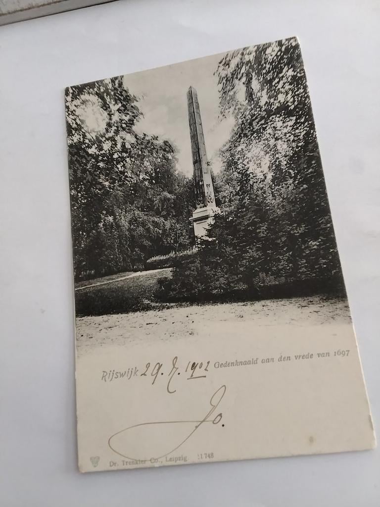 RIJSWIJK. 1902. GEDENKNAALD AAN DEN VREDE VAN 1697, Ophalen of Verzenden, Voor 1920, Zuid-Holland