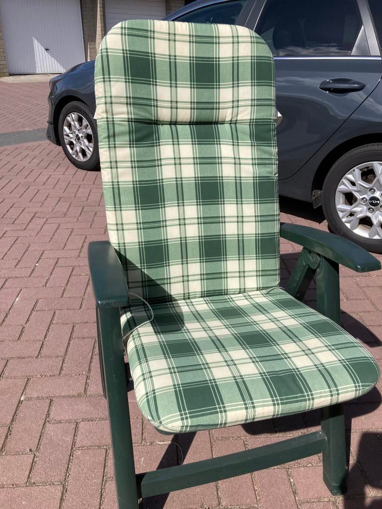 Hartman tuinset: tafel met 4 verstelbare stoelen + kussens, Ophalen, 4 zitplaatsen, Kunststof, Gebruikt