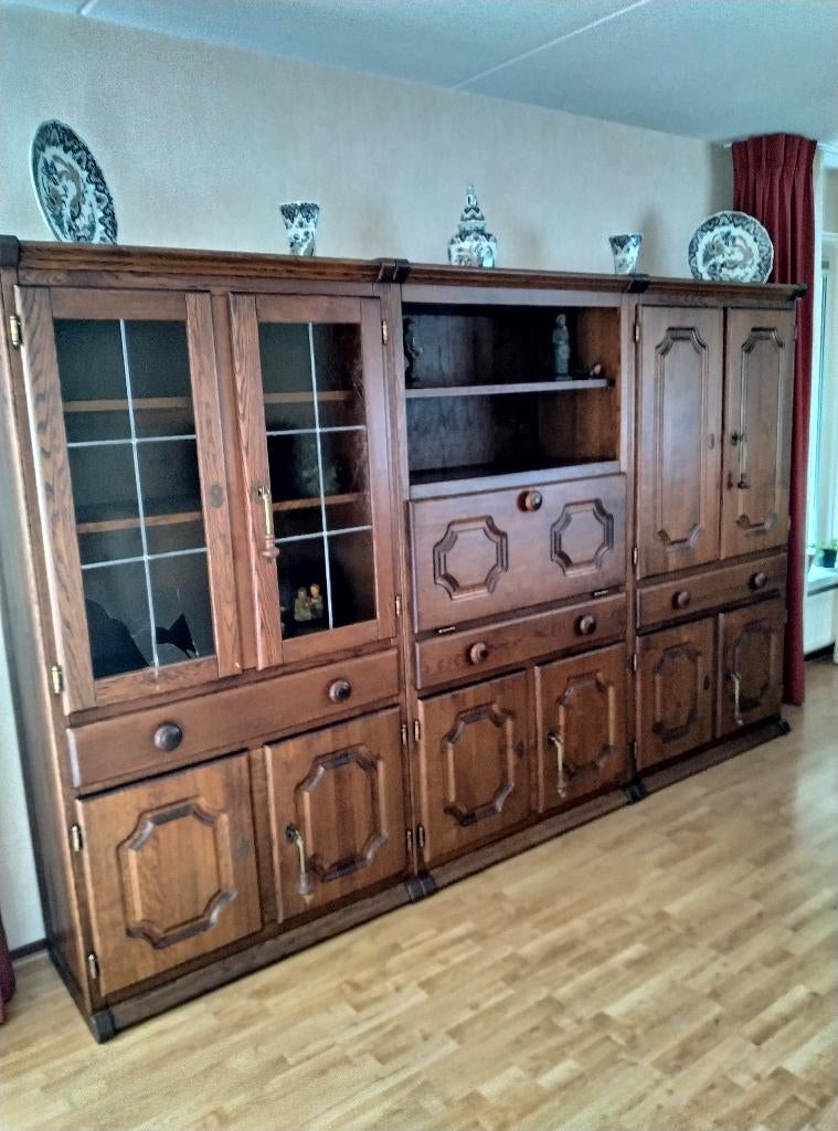 Eikenhouten wandkast, Ophalen, 250 tot 300 cm, Gebruikt, Eikenhout