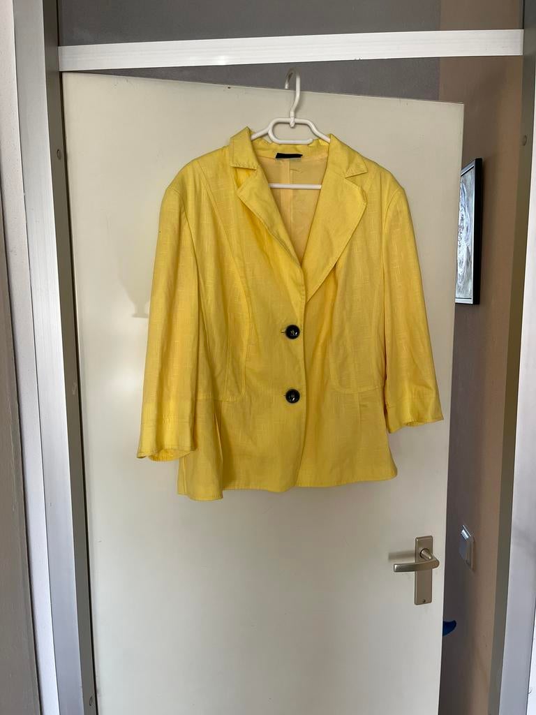 Gerry Weber linnen blazer in prachtig geel mt42/44, Kleding | Dames, Jasjes, Kostuums en Pakken, Geel, Maat 42/44 (L), Ophalen of Verzenden