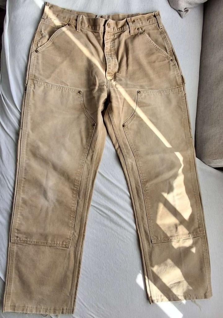 Carhartt WIP beige carpenter broek, Kleding | Heren, Broeken en Pantalons, Maat 52/54 (L), Beige, Carhartt, Nieuw