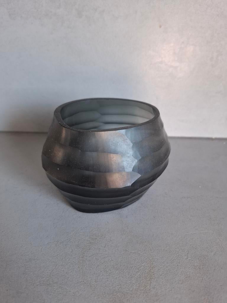 Donker glazen waxinelichthouder, windlicht, vaas Dekocandle, Overige materialen, Overige kleuren, Ophalen of Verzenden, Zo goed als nieuw