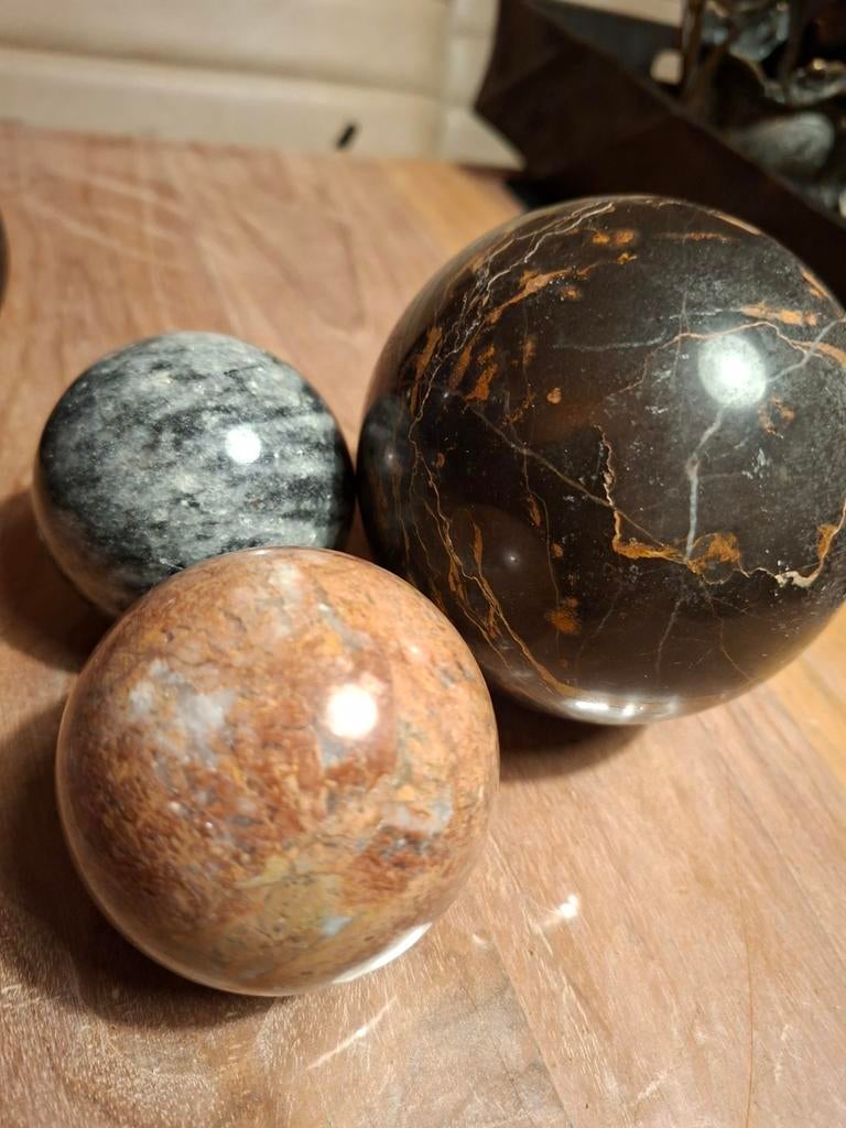 Marmeren decoratieballen - grijs, zwart en roze, Ophalen of Verzenden, Gebruikt