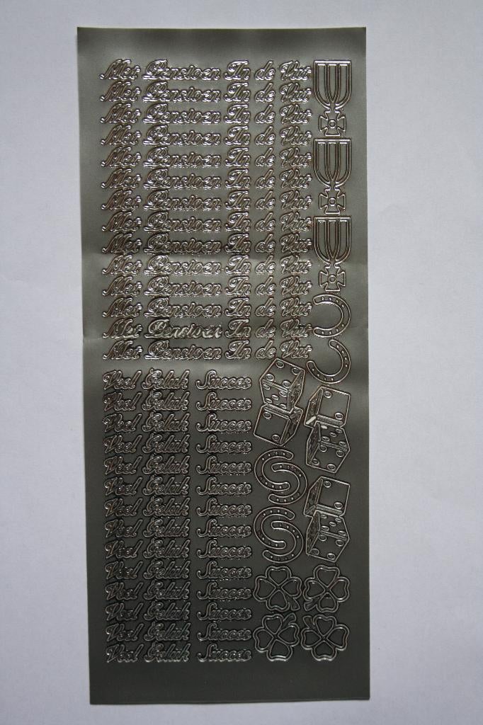 21 st. sierstickers Met pensioen in de vut zilverkleur 8779, Ophalen of Verzenden, Nieuw, Man of Vrouw, Overige typen