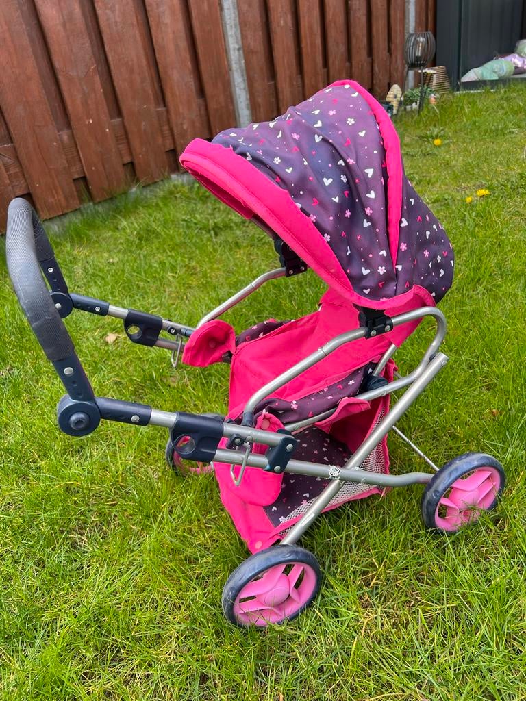 Roze speelgoed buggy met hartjespatroon, Ophalen of Verzenden, Gebruikt, Meisje
