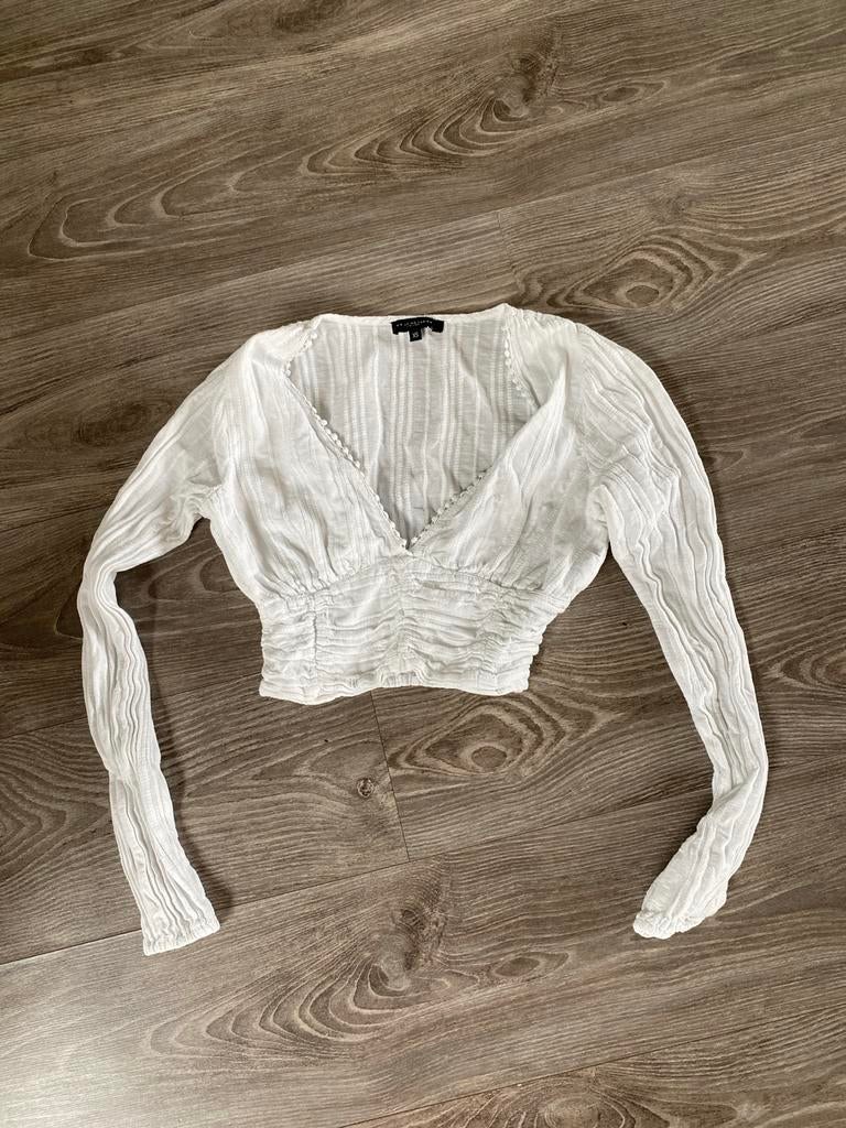 Witte crop top met lange mouwen - My Jewellery Limited, Kleding | Dames, Tops, Wit, Ophalen of Verzenden, Zo goed als nieuw, Lange mouw