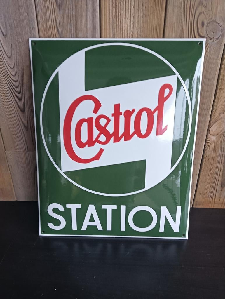 Emaille bord van Castrol, Verzamelen, Ophalen, Zo goed als nieuw, Reclamebord