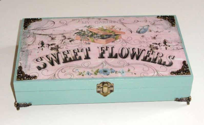 Kistje Brocant Landelijk bloemen romantisch sieradenkistje, Ophalen of Verzenden