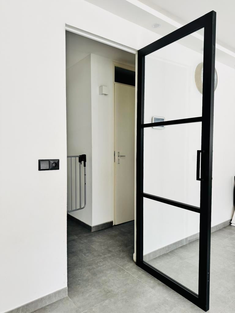 Stalen look deur zwart 2 stuks (Hout), Ophalen, Binnendeur, Zo goed als nieuw, 200 tot 215 cm