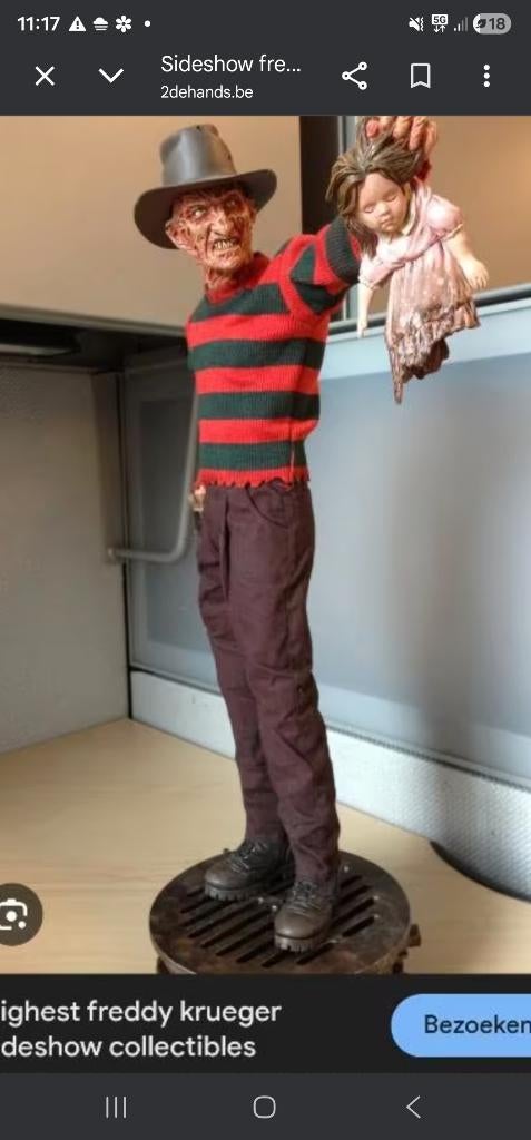 Freddy Krueger sideshow premium format, Ophalen of Verzenden, Zo goed als nieuw, Film, Beeldje, Replica of Model