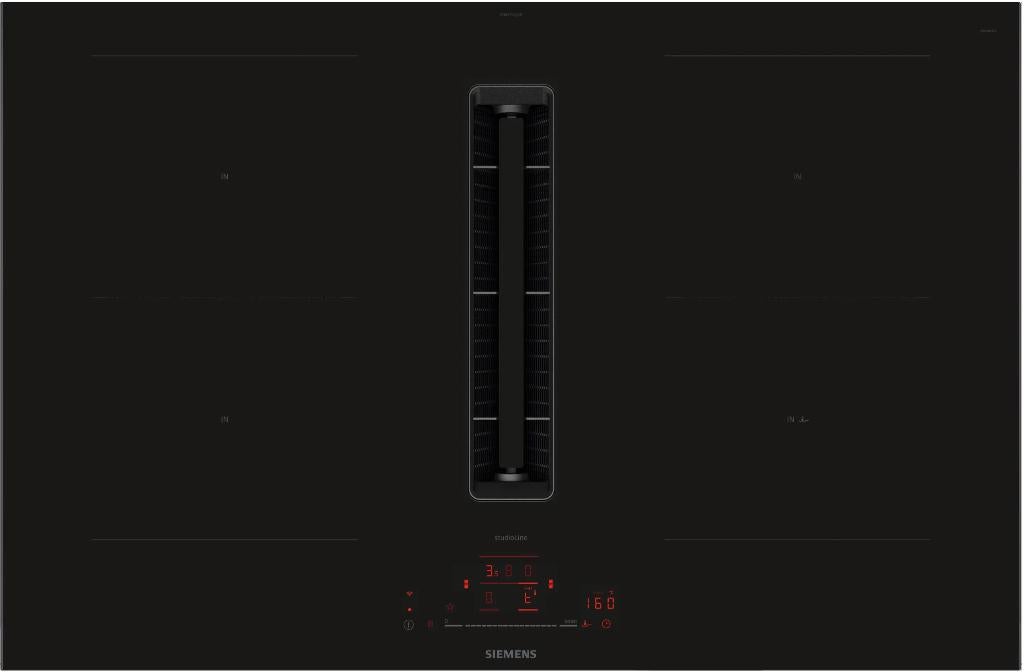 ED877HQ26E iQ500 Inductiekookplaat met afzuiging 80 cm, Zo goed als nieuw, Inbouw, Inductie, 4 kookzones