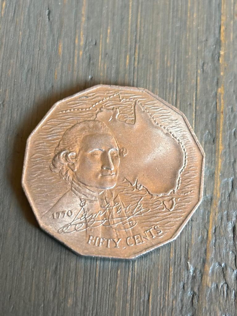 50 Cents 1970 Australie James Cook, Ophalen of Verzenden, Losse munt