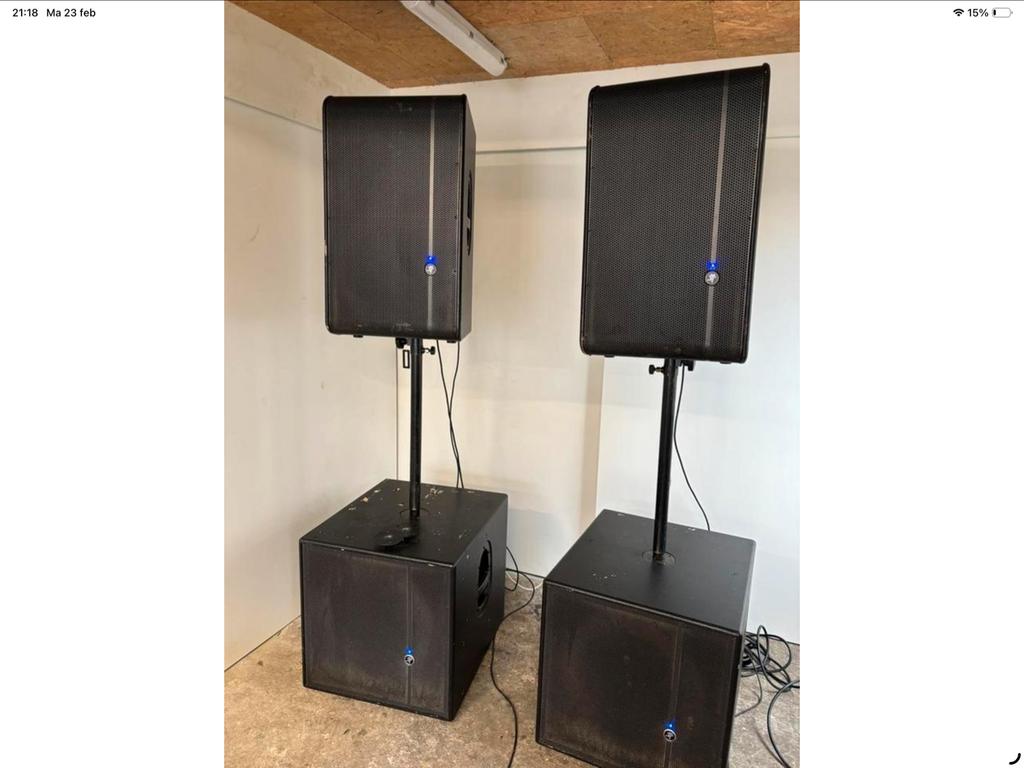 Mackie HD1521 en HD1801 PA-set, Ophalen, Gebruikt, 1000 watt of meer, P.A.