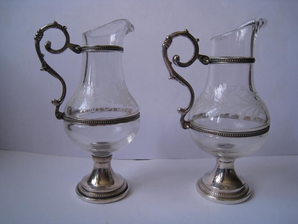 ZILVER - ZILVEREN AMPULLEN AQUA EN VINO  2 STELLEN, Verzenden