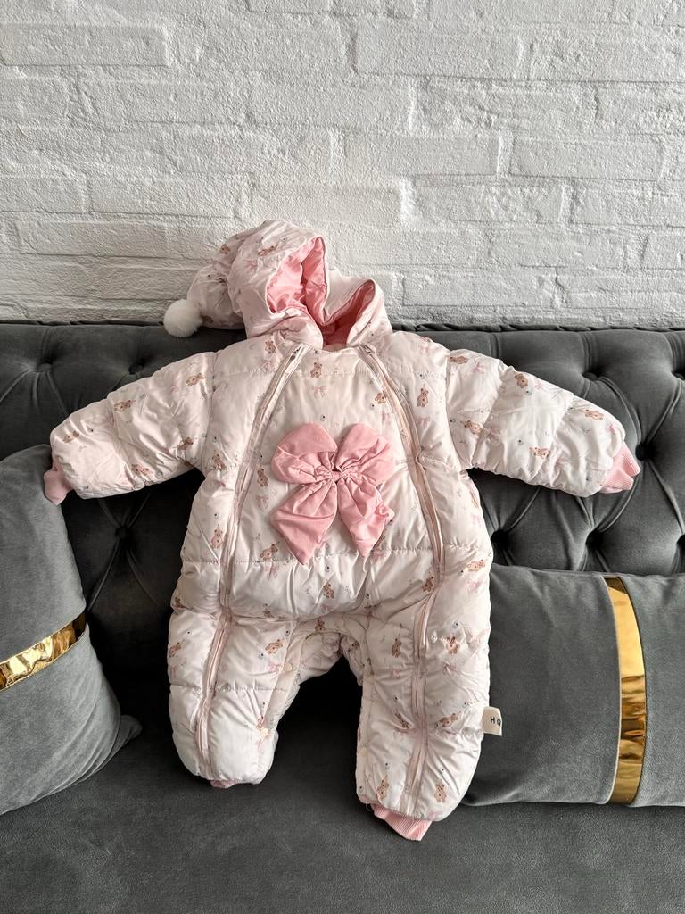 Roze baby winterpak met strik, Ophalen of Verzenden, Gebruikt, Meisje