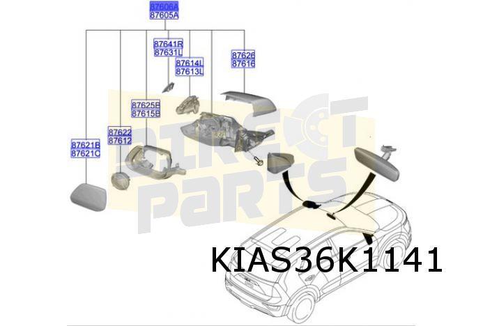 Kia Niro (5/22-) spiegel Rechts (glanszwart / el. inklapbaar, Auto-onderdelen, Spiegels, Kia, Nieuw, Verzenden