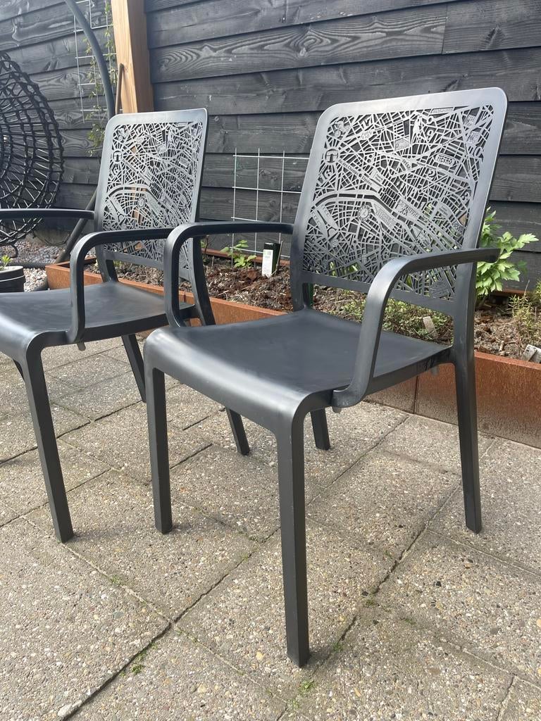 Set van 6 design tuinstoelen Alibert Charlotte City zwart, Tuin en Terras, Ophalen, Nieuw, Kunststof, Stapelbaar