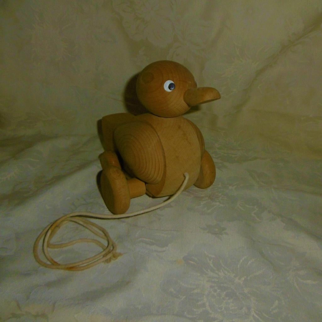 Oud houten kinder speelgoed trek eend Duitsland BRD, Antiek en Kunst, Verzenden