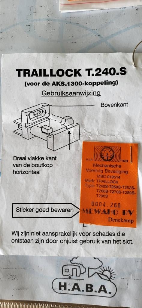 Gecertificeerd caravan/disselslot voor AKS 1300 koppeling, Caravans en Kamperen, Caravan accessoires, Ophalen of Verzenden