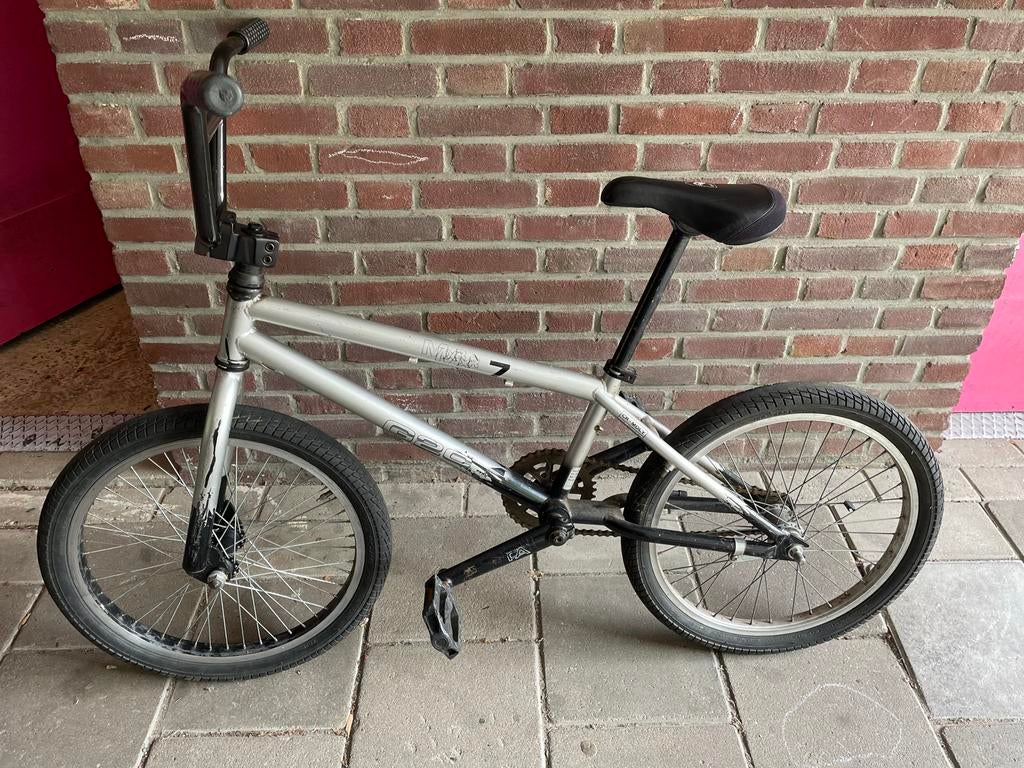Zilveren BMX fiets met pedaalremmen - Gebruikt, Ophalen, Gebruikt, Staal, Stuur 360° draaibaar