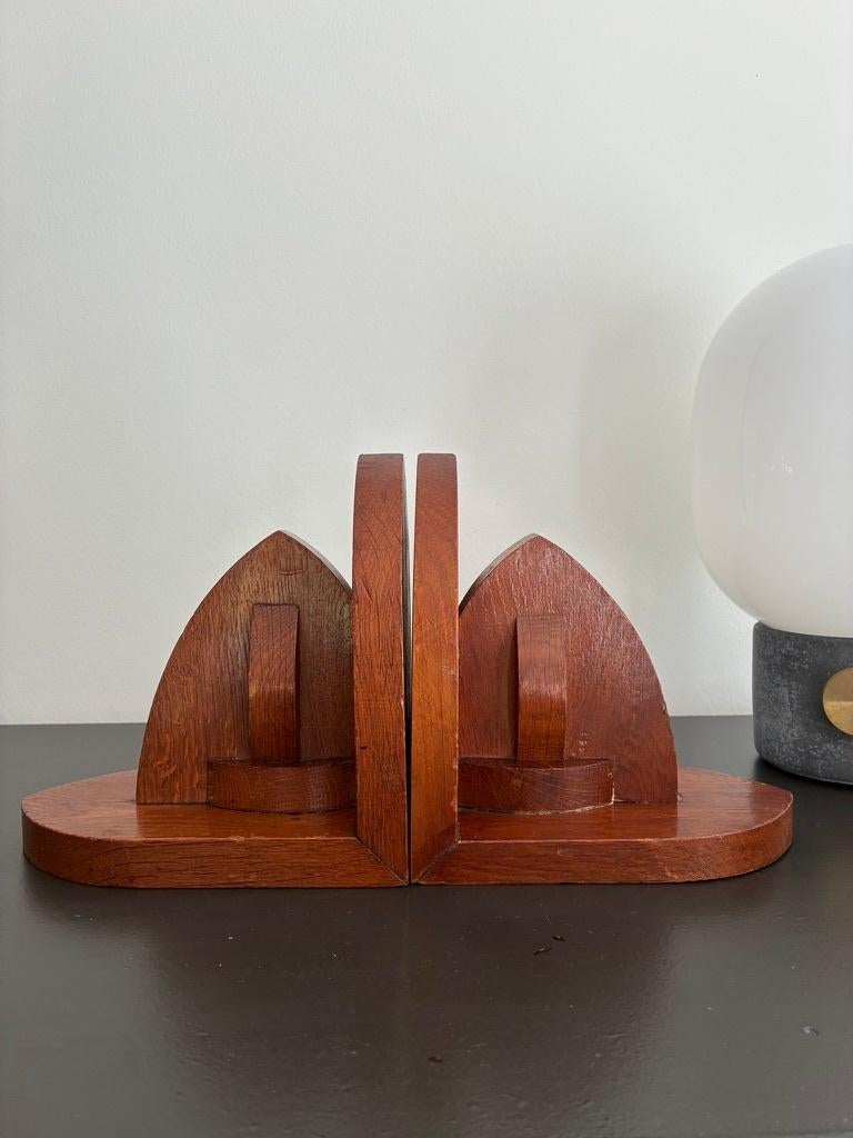 Vintage boekensteunen art deco hout, Antiek en Kunst, Ophalen of Verzenden