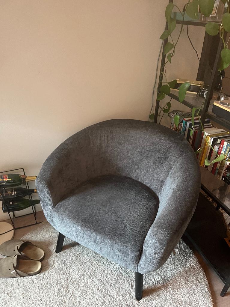Leenbakker Rosaly fauteuil grijs, Ophalen, Minder dan 75 cm, Zo goed als nieuw, 75 tot 100 cm
