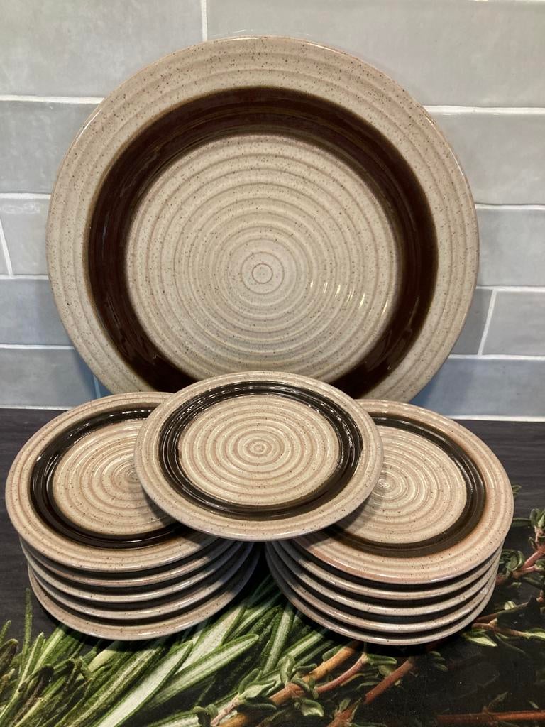 Vintage gebakstel 12 delig (180326c), Huis en Inrichting, Keuken | Servies, Ophalen of Verzenden, Zo goed als nieuw, Aardewerk