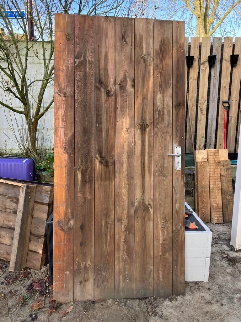 Houten buiten deur 195x91cm, Tuin en Terras, Schuttingen, Ophalen, Minder dan 3 meter, Hout, 1 tot 2 meter