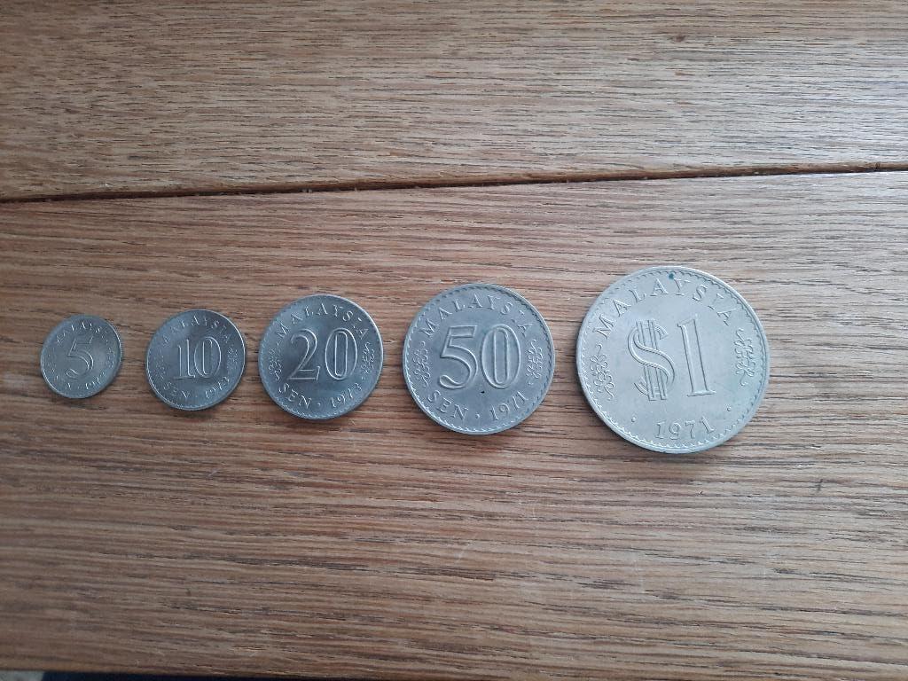 Malaysia. 5 munten. 1971 en 1973, Ophalen of Verzenden, Overige landen