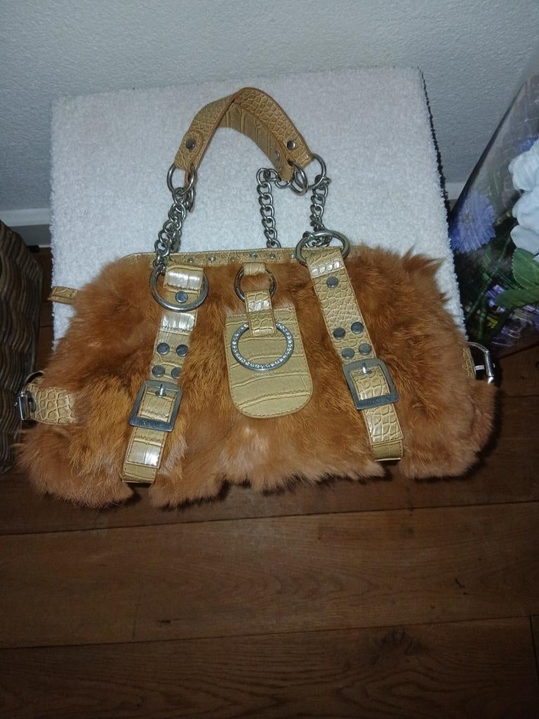 Vintage Y2K Faux Fur
Tasje, Ophalen, Zo goed als nieuw, Bruin, Schoudertasje