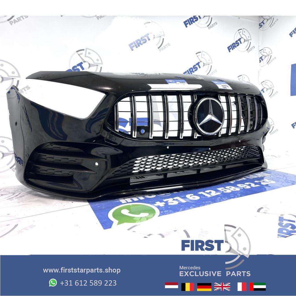 W177 AMG LINE VOORBUMPER A KLASSE 2022 A35 ZWART COMPLEET ME, Gebruikt, -, Voor, Ophalen of Verzenden
